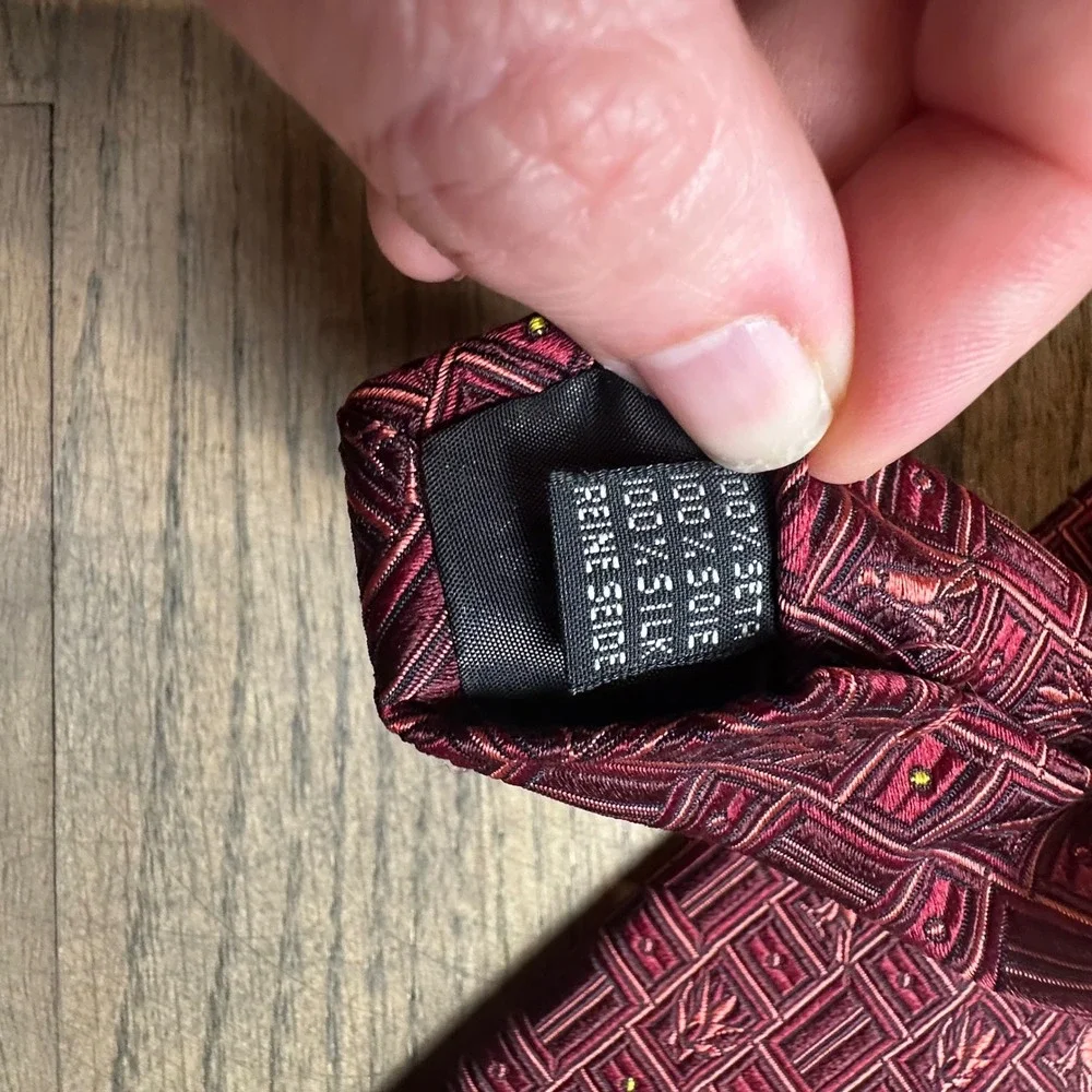 M Frey‎ Wien Burgundy Red Silk Necktie Bird Leaf Pattern Men's Formal Tie